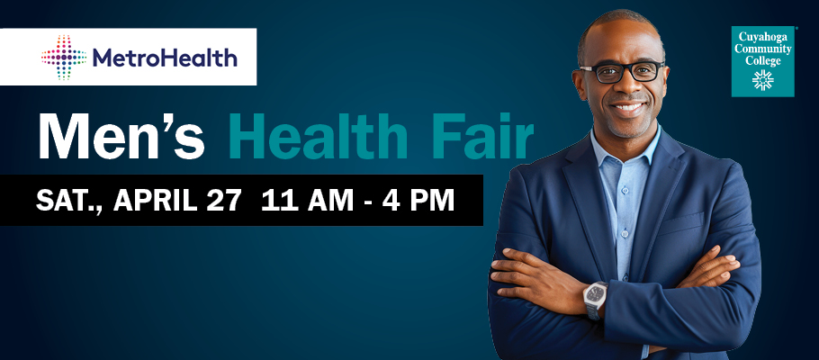 Image of Black man with text "Men's Health Fair"