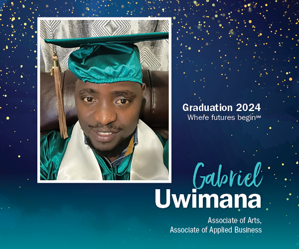 Graphic with image of Gabriel Uwimana