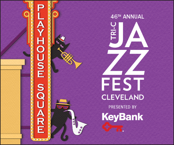 Graphic with illustrated cats and JazzFest logo