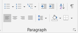 Microsoft Word Paragraph Pane