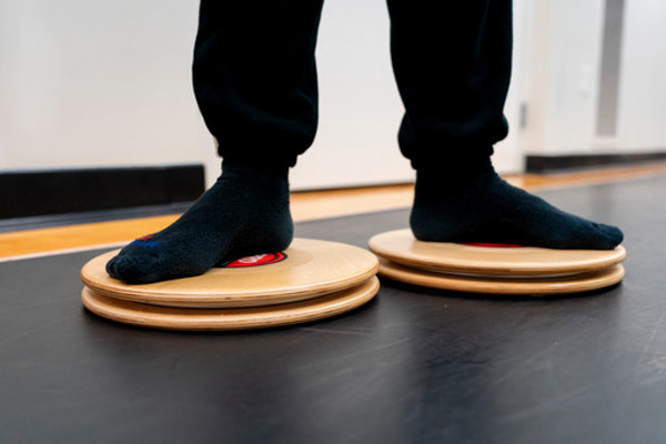 dancer's feet on rotating discs