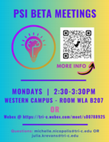 Flyer with Psi Beta meeting days, times, and webex link information