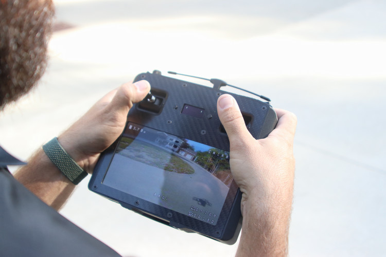 Student using drone simulator